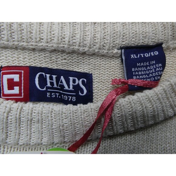 Chaps Men's Crewneck‎ American Flag Sweater Off White Size XL - Picture 8 of 11